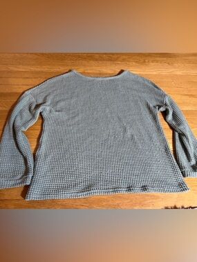 Waffle Knit Long Sleeve Sweater - Sage Green